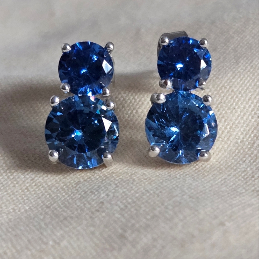 Blue Crystal Stud Earrings